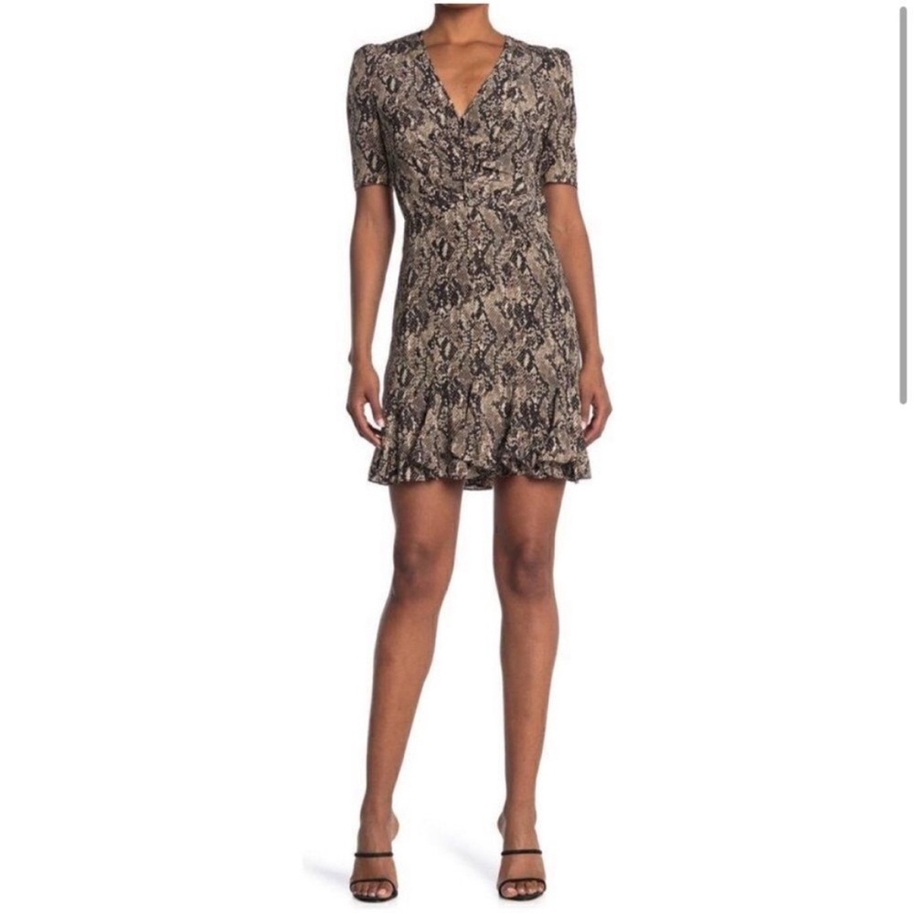 100% silk Veronica Beard Snake Print Dress ruched - Picture 14 of 14